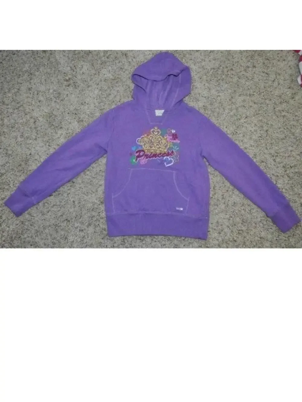 Girls Hoodie 2 Shirt sz 10 Justice & Childrens Place Purple Princess Black Check
